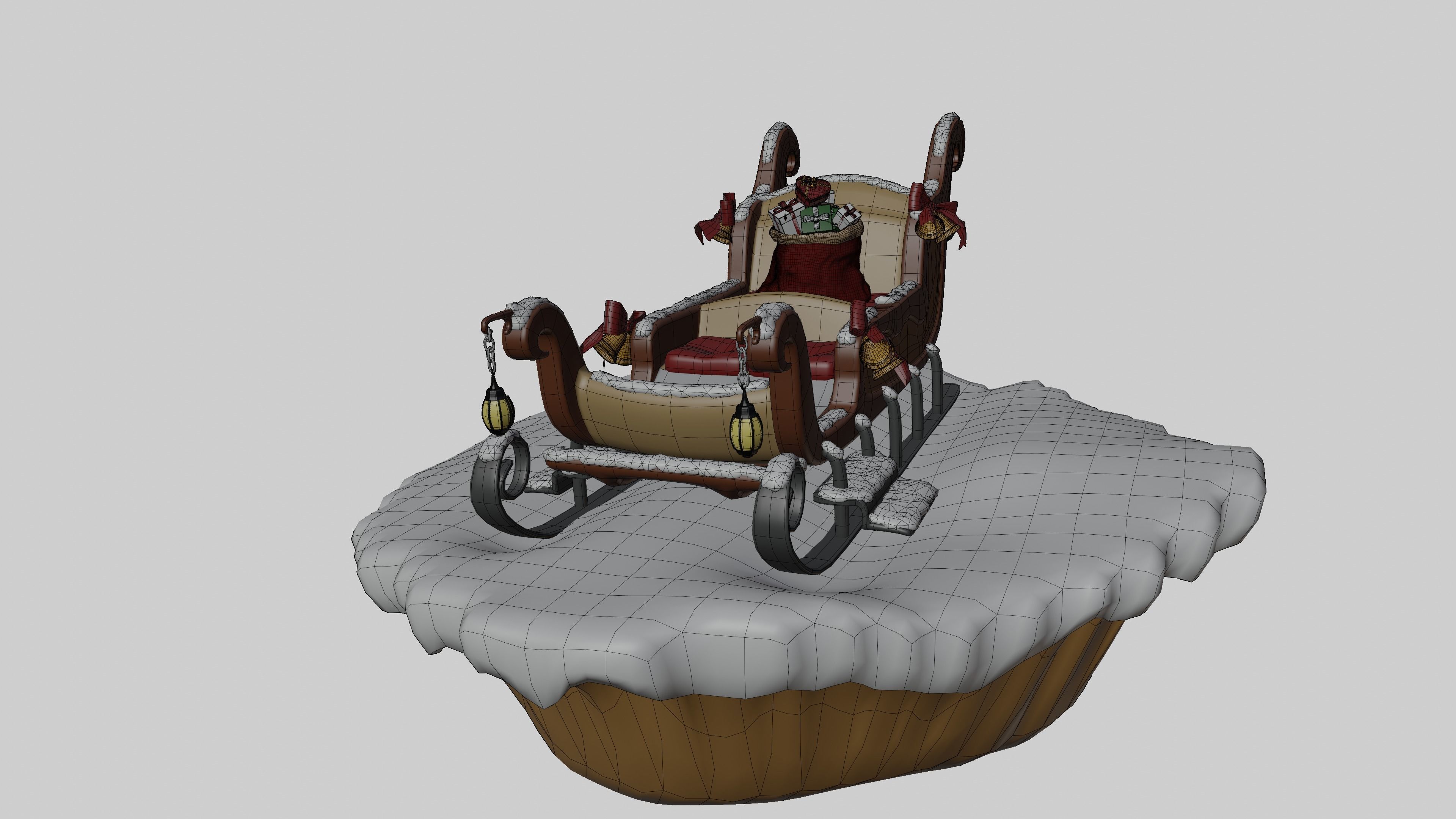 Santa s sleigh Low-poly 3D model_6