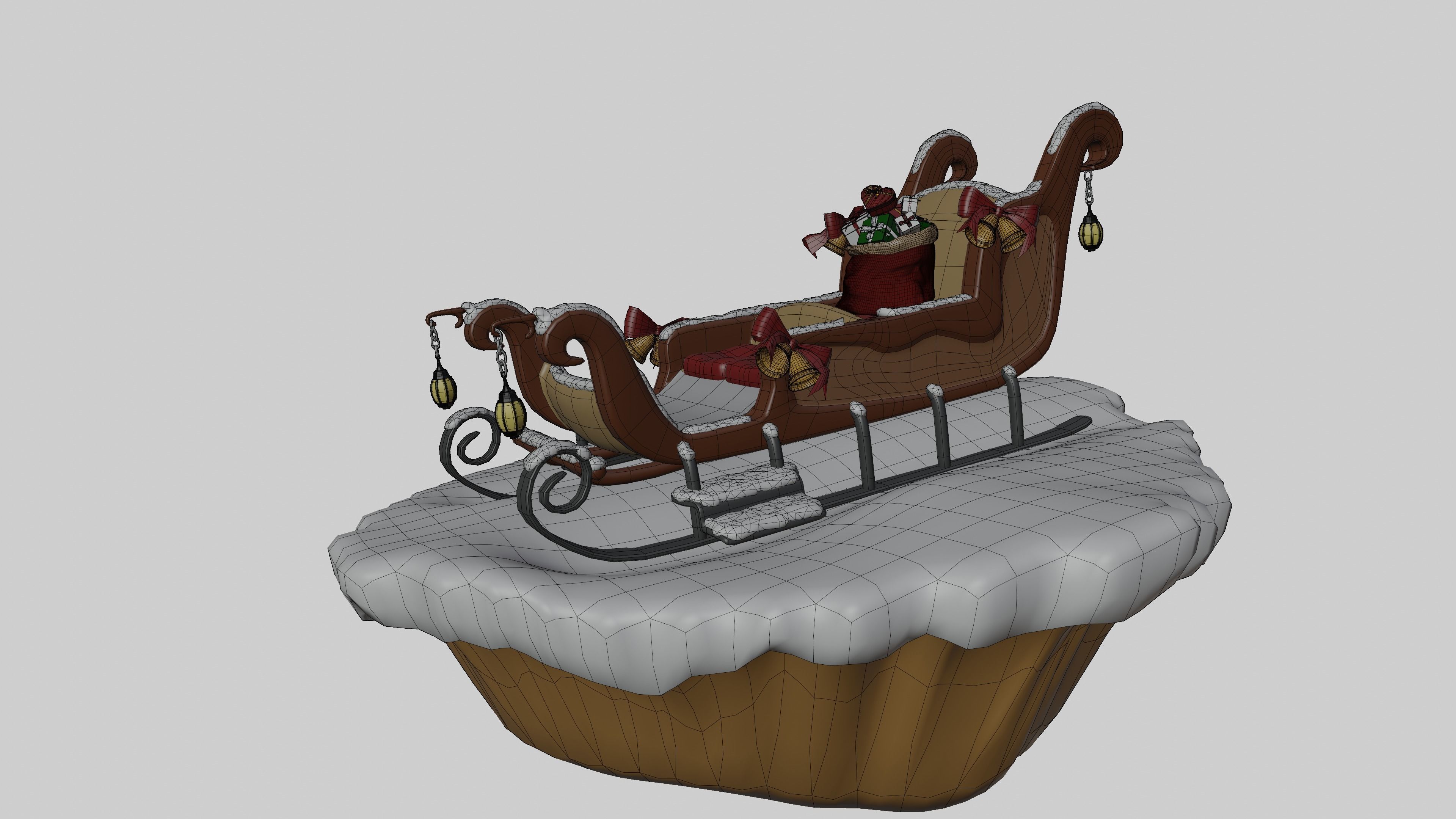 Santa s sleigh Low-poly 3D model_5