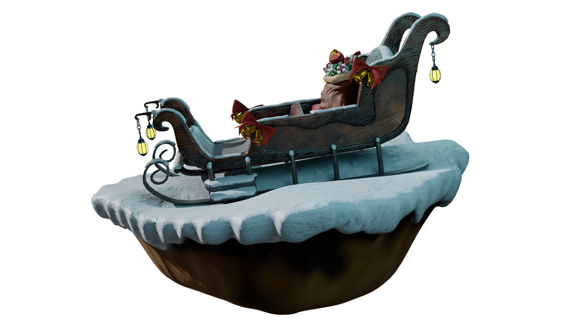 Santa s sleigh Low-poly 3D model_1