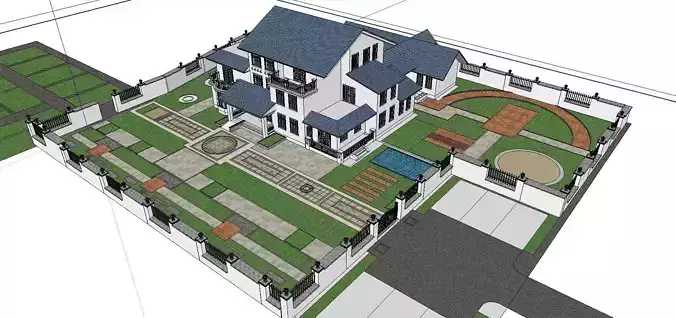 Nobility-History-Castle-Villa-033 house with garden and lawn