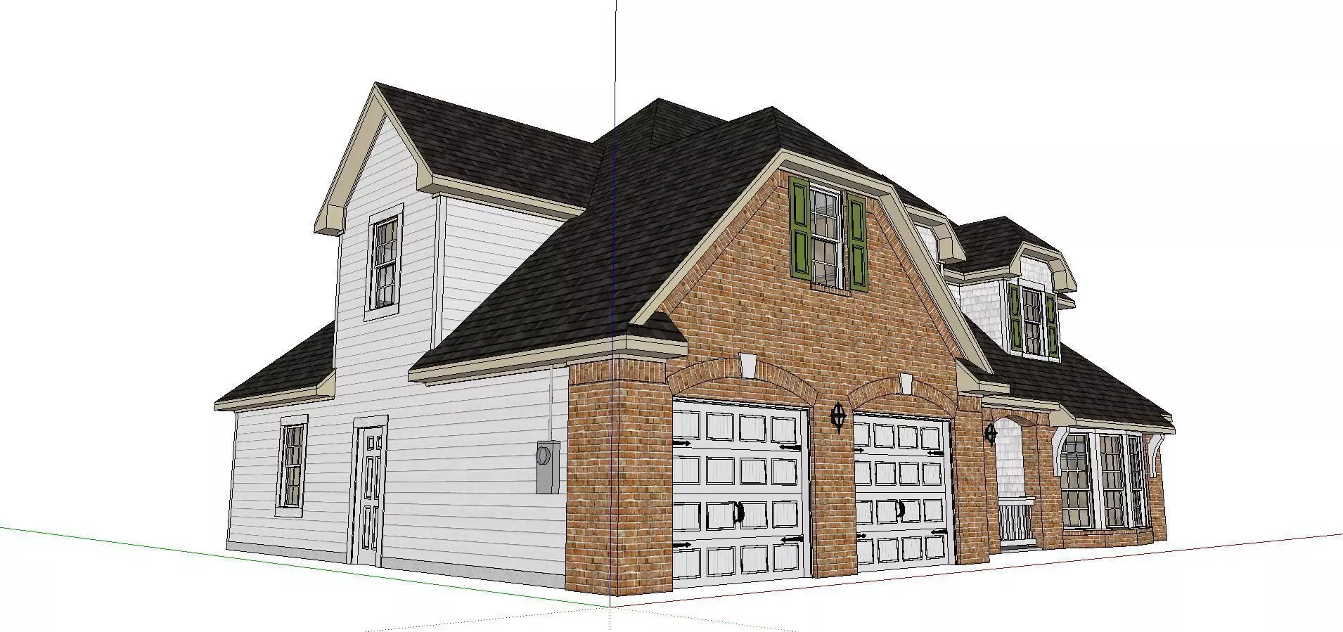 Nobility-History-Castle-Villa-039 house with garage on front 3D model