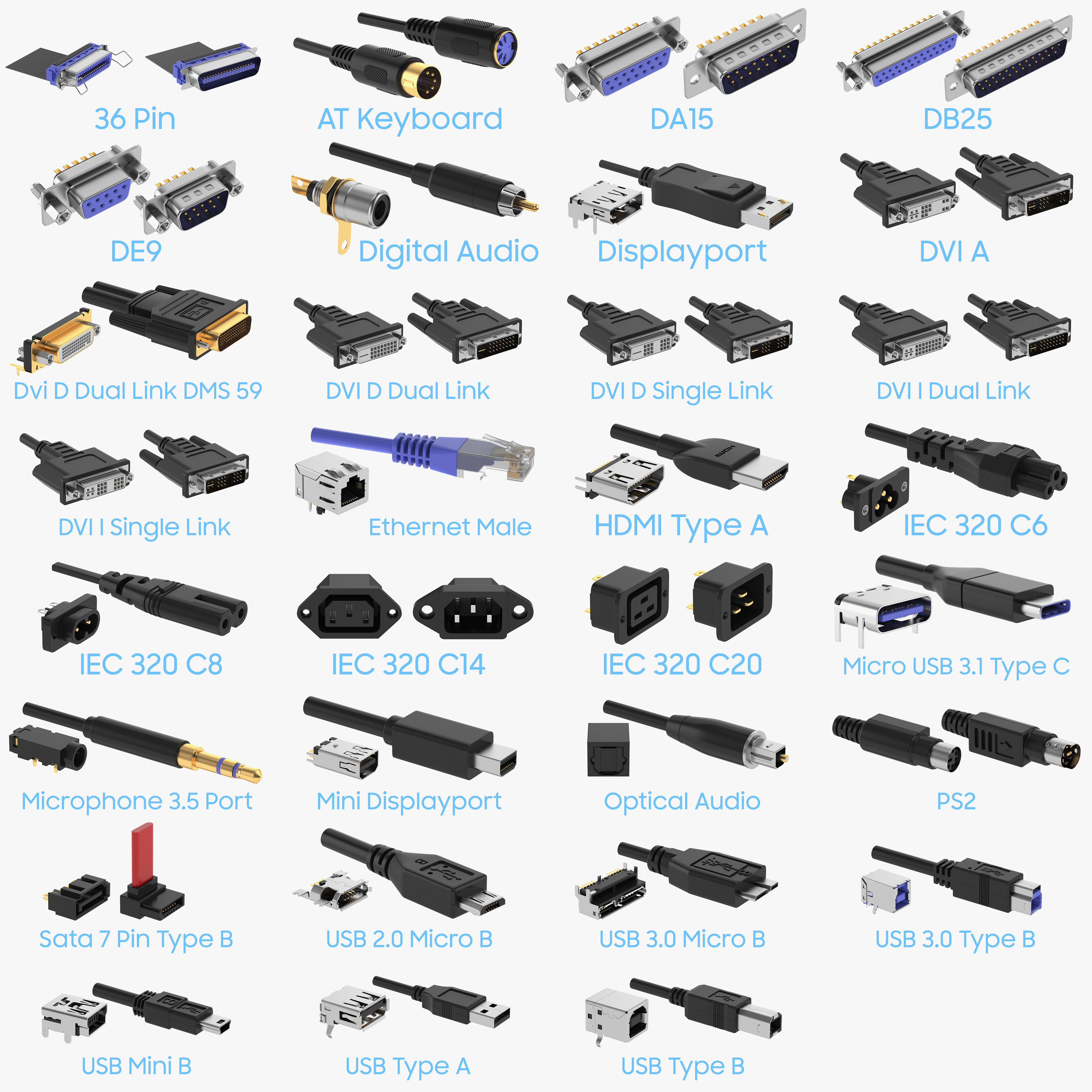 62 Electronics Kitbash Plug Connector 3D model_1