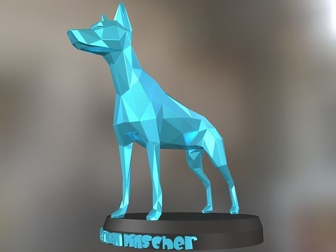 Poly Doberman Pinscher Dog 3D print model