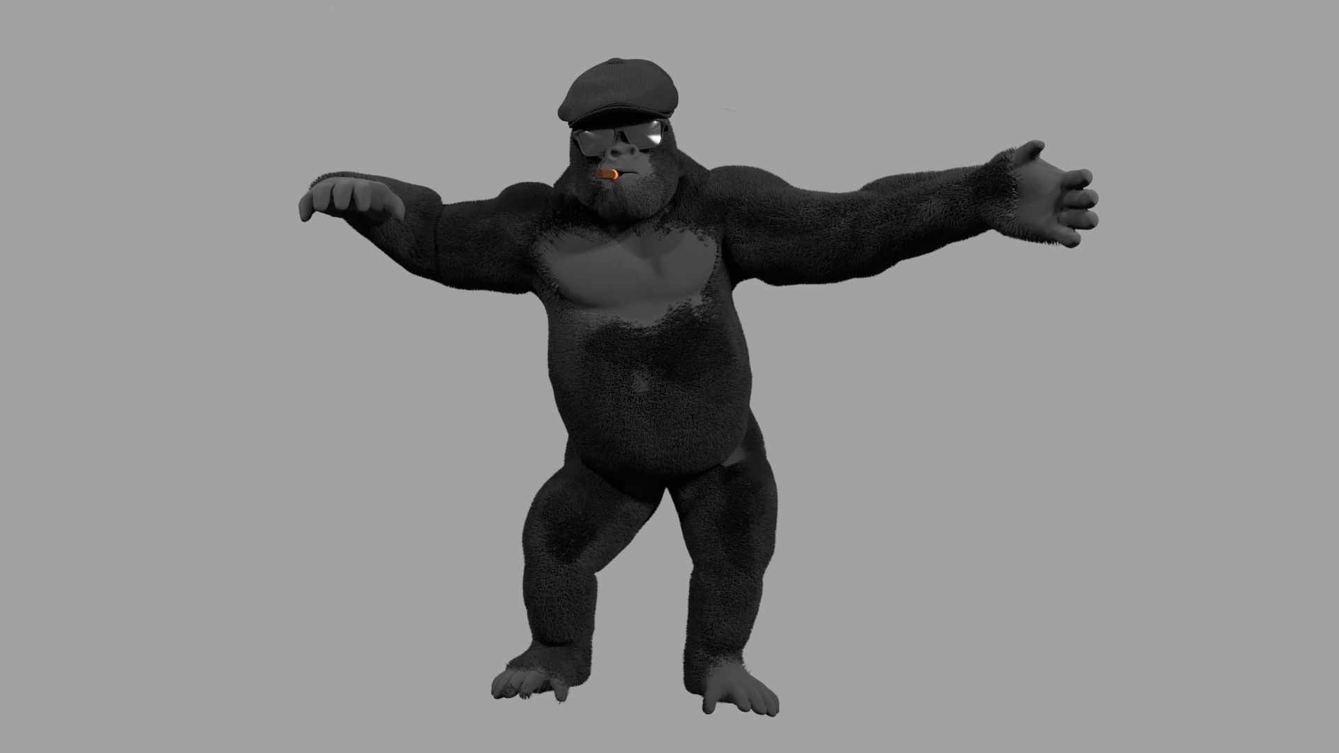 Rigged Thug Gorilla 3d model Low-poly 3D model_1