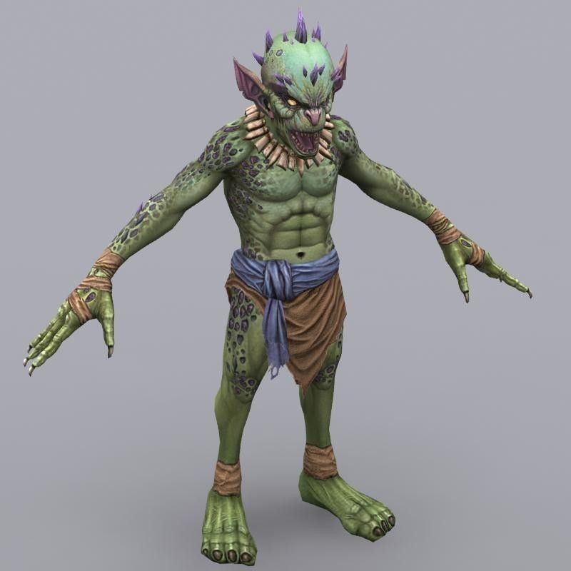 Goblin creature Low-poly 3D model_1