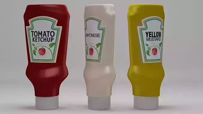 Ketchup-Mayo-Mustard Bottle 3D model