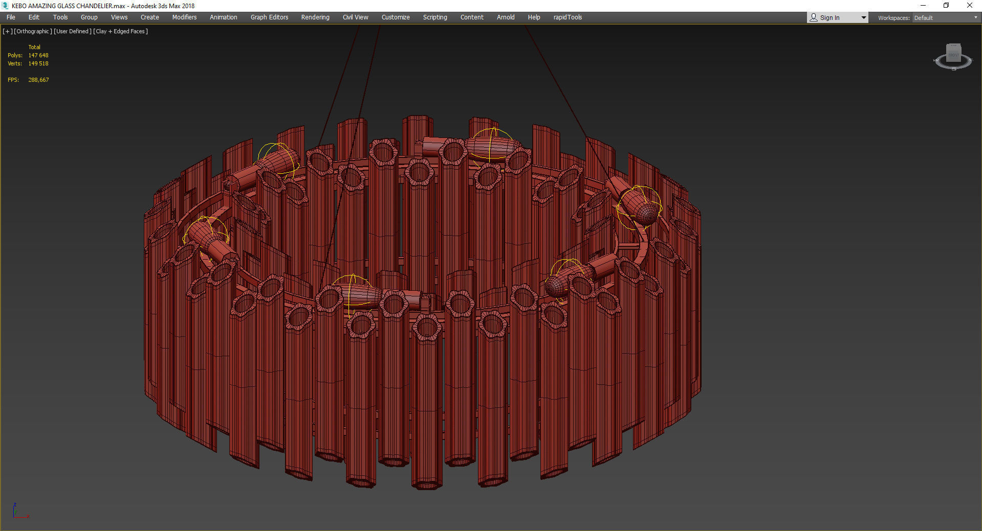 KEBO AMAZING GLASS CHANDELIER Low-poly 3D model_4