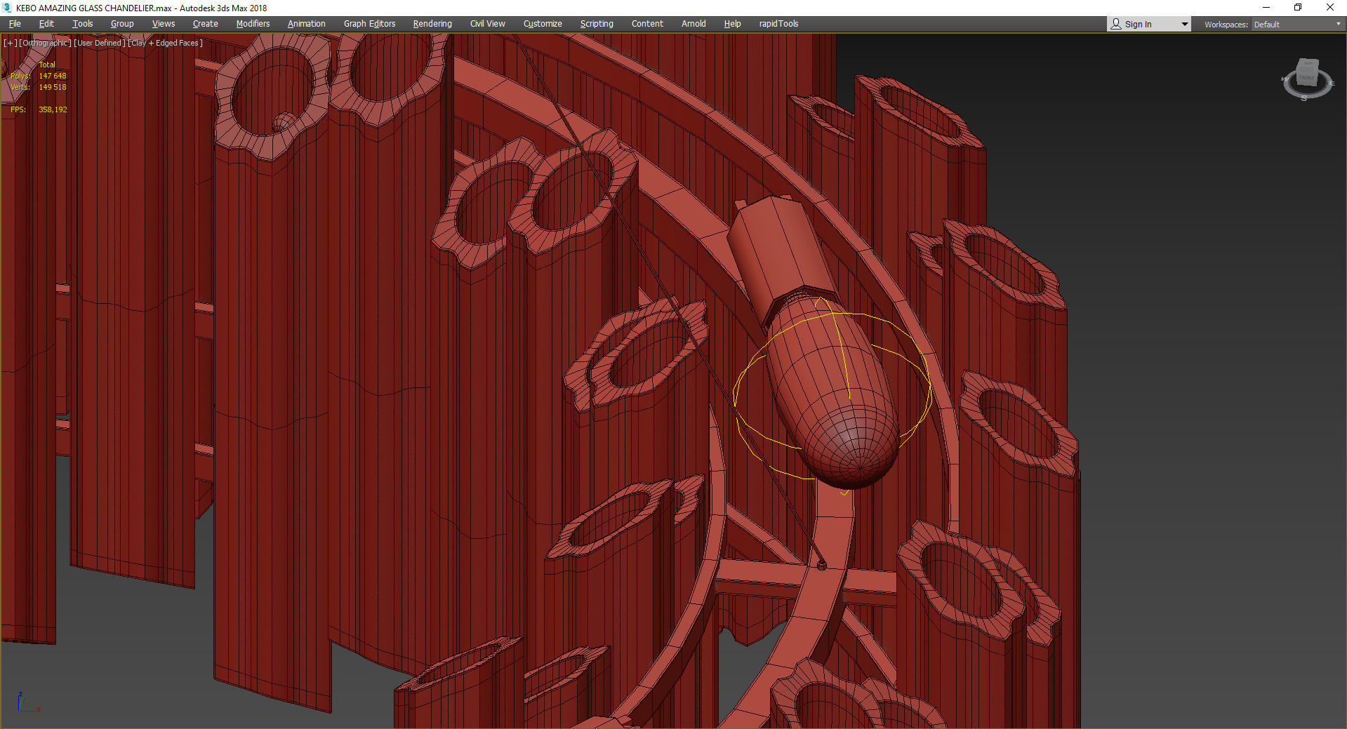 KEBO AMAZING GLASS CHANDELIER Low-poly 3D model_5