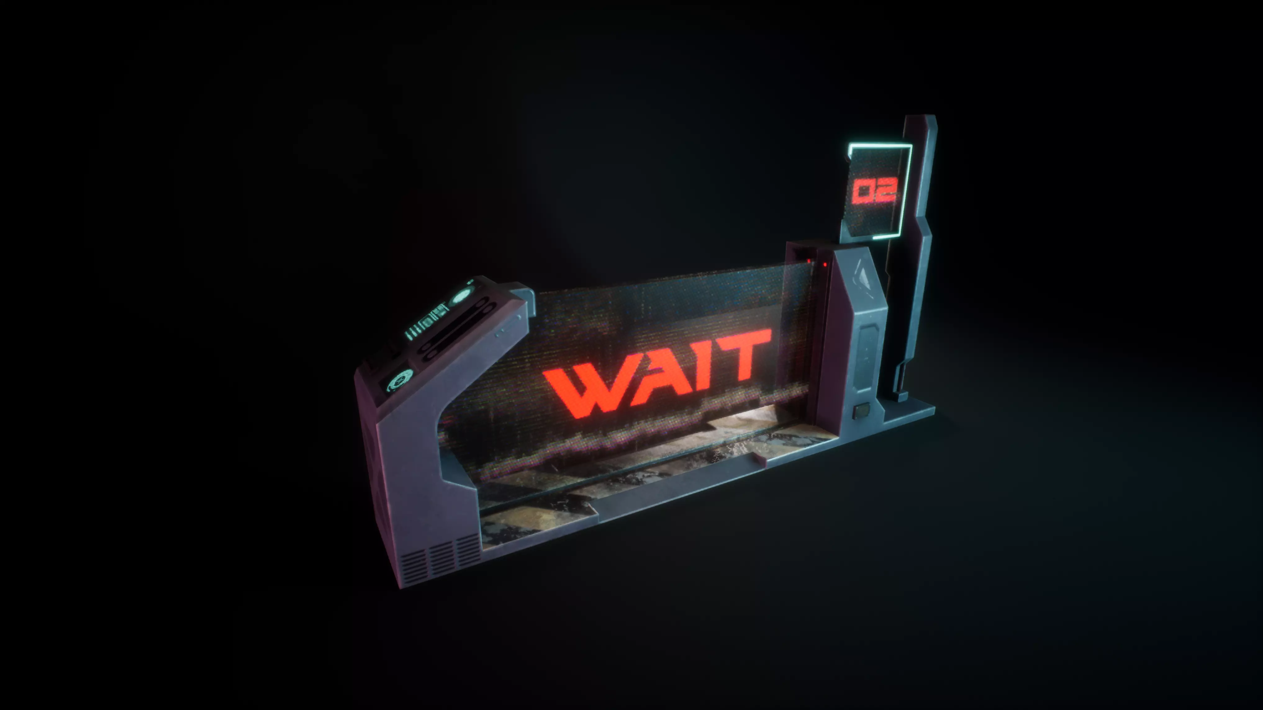 Cyberpunk Terminal Barrier Game-Ready Low-poly 3D model_0