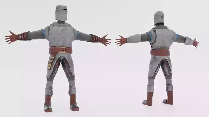 Rigged knight character PBR Game Ready VR AR low-poly 3d model Low-poly 3D model