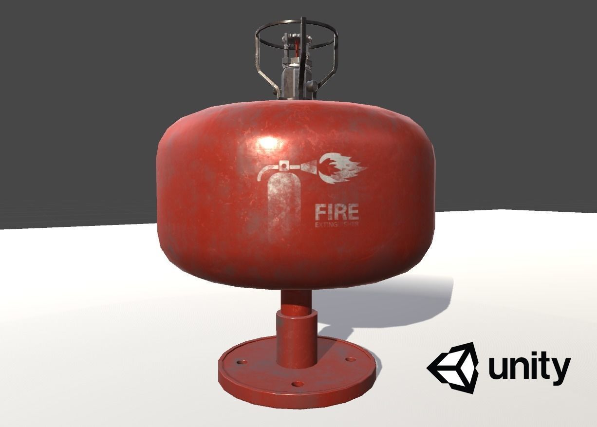 ceiling mounted fire extinguisher Low-poly 3D model_15