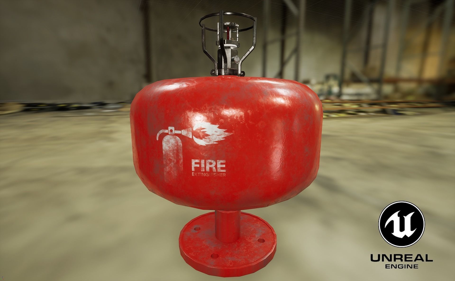 ceiling mounted fire extinguisher Low-poly 3D model_16