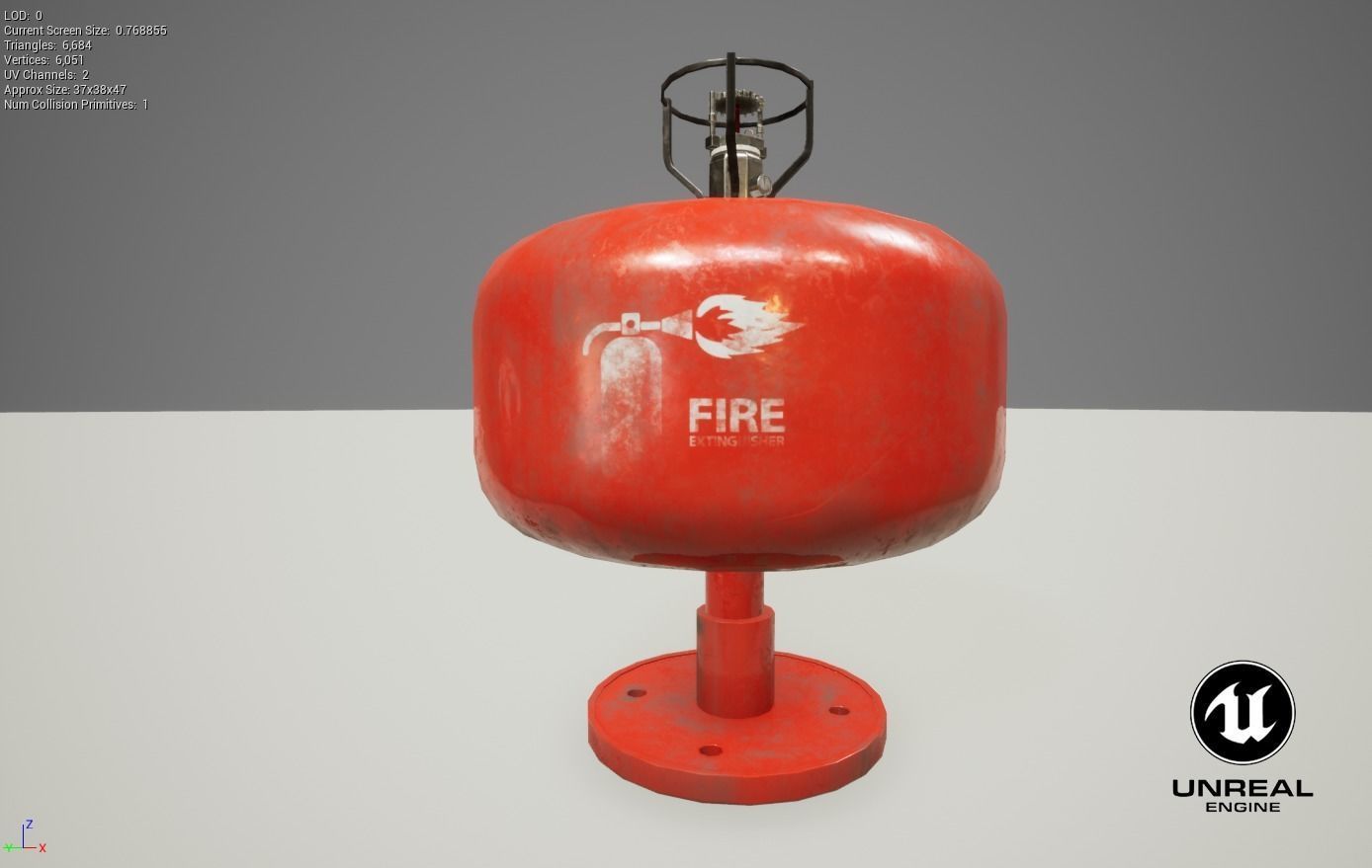 ceiling mounted fire extinguisher Low-poly 3D model_17