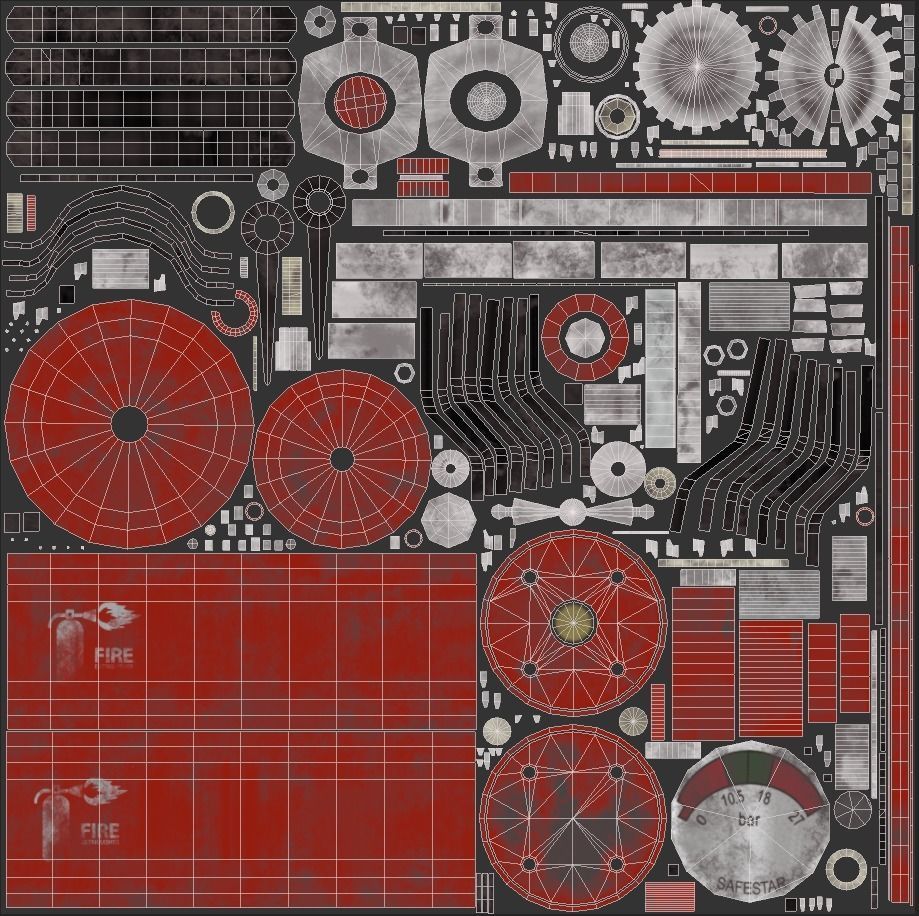 ceiling mounted fire extinguisher Low-poly 3D model_12