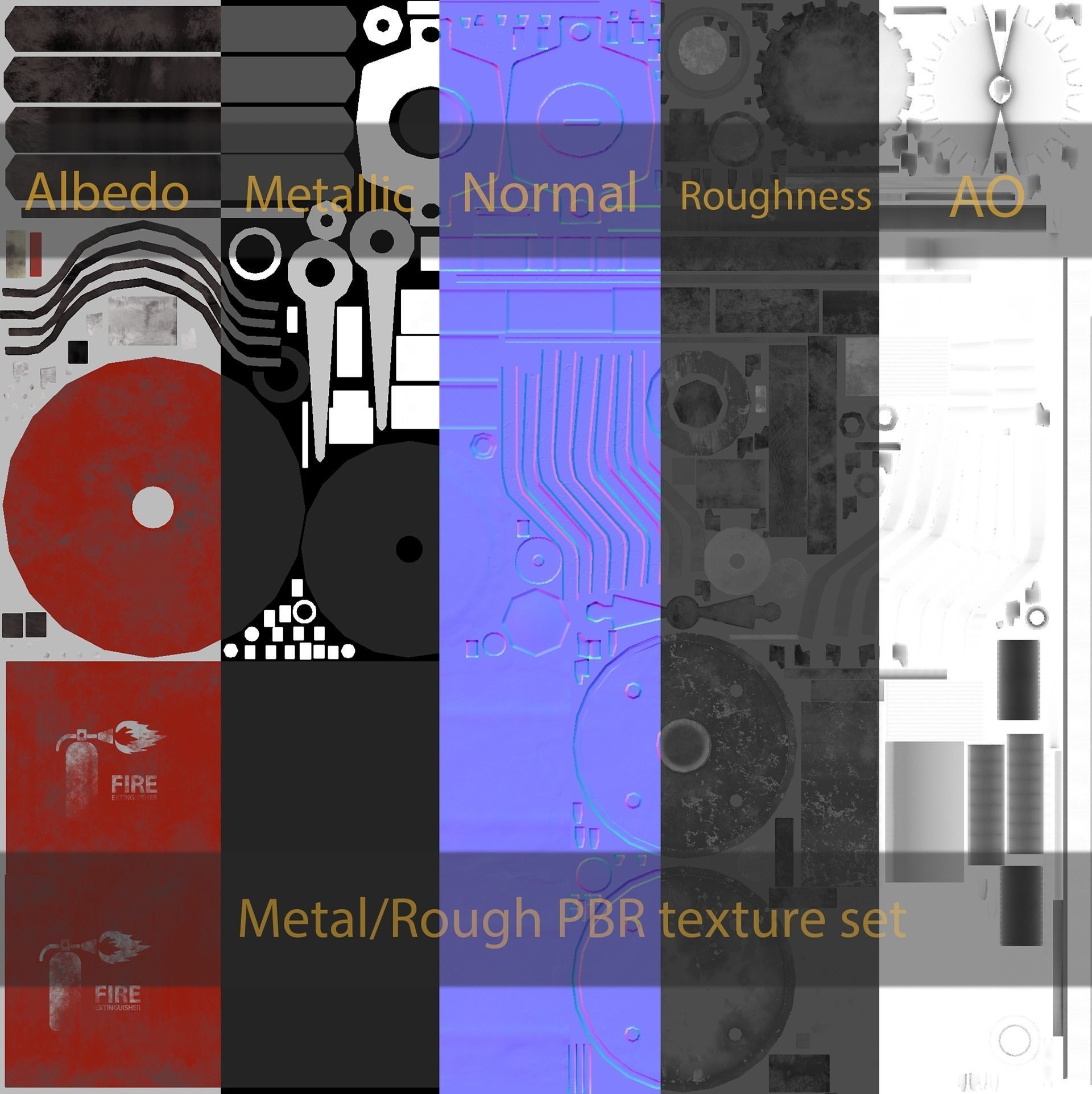 ceiling mounted fire extinguisher Low-poly 3D model_13