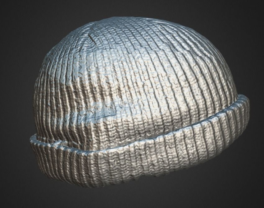 grey wool cap Low-poly 3D model_4