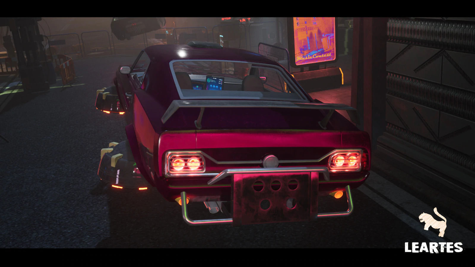 Driveable Animated Retro Cyberpunk Hover Car Game-Ready Low-poly 3D model_7