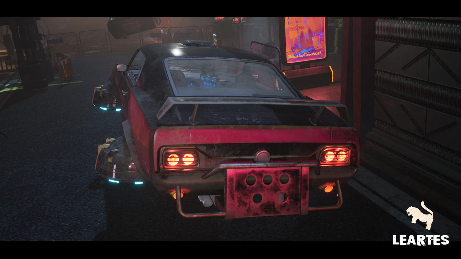 Driveable Animated Retro Cyberpunk Hover Car Game-Ready Low-poly 3D model_3