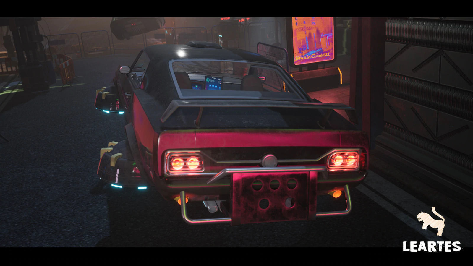 Driveable Animated Retro Cyberpunk Hover Car Game-Ready Low-poly 3D model_4