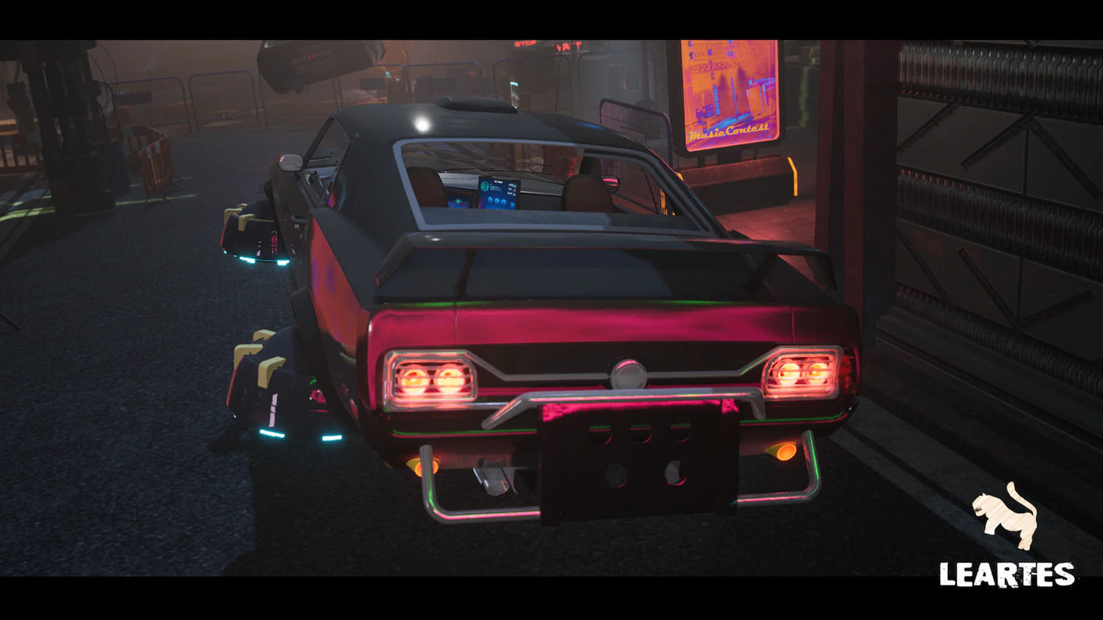 Driveable Animated Retro Cyberpunk Hover Car Game-Ready Low-poly 3D model_5