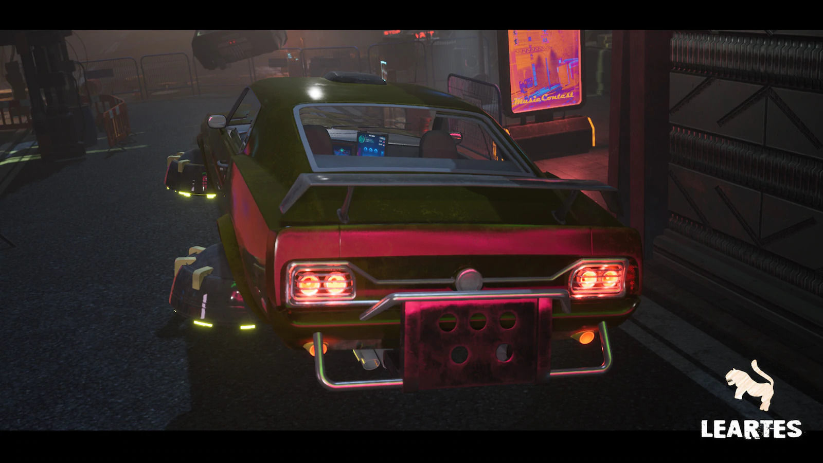 Driveable Animated Retro Cyberpunk Hover Car Game-Ready Low-poly 3D model_6