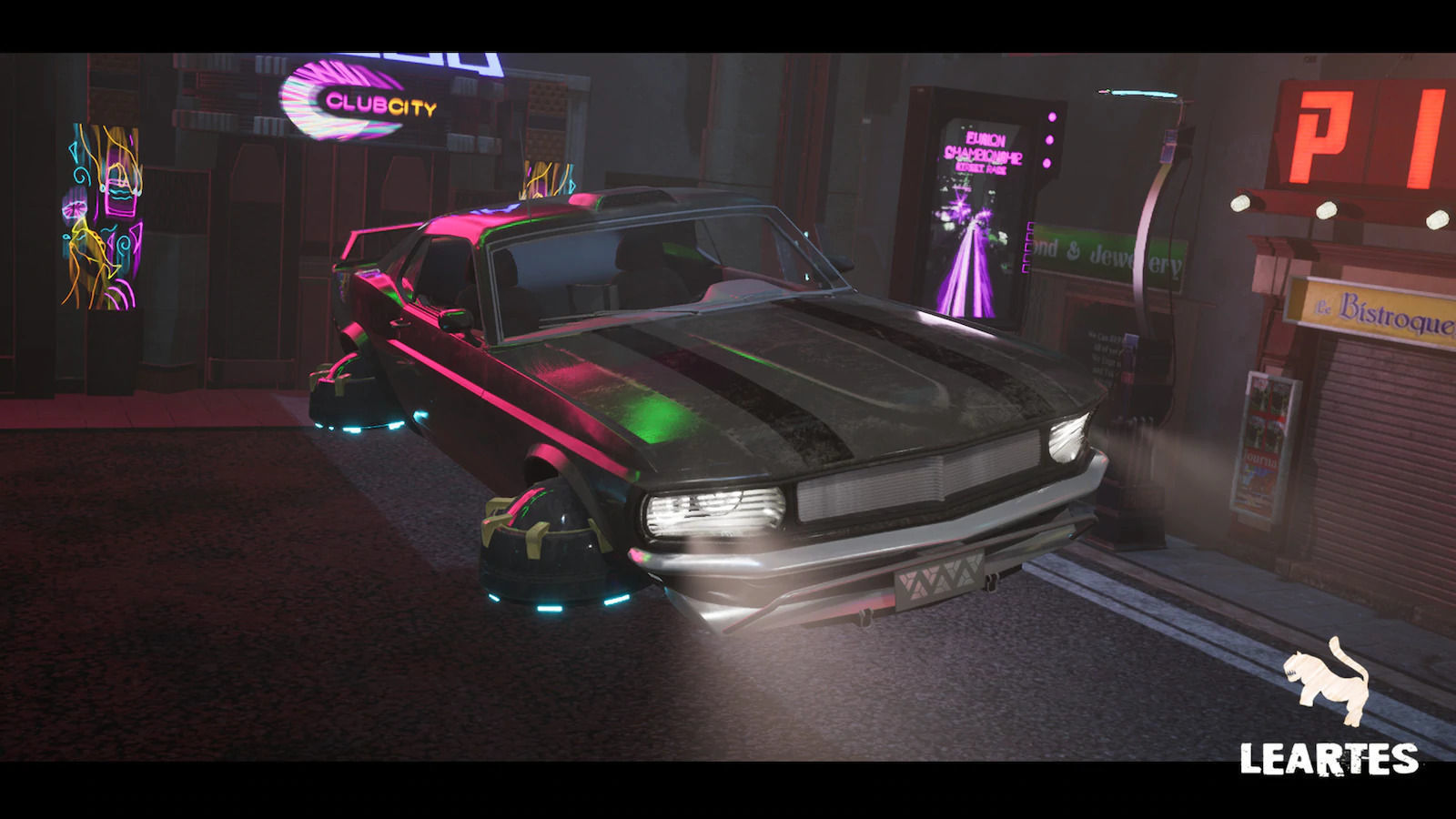 Driveable Animated Retro Cyberpunk Hover Car Game-Ready Low-poly 3D model_1
