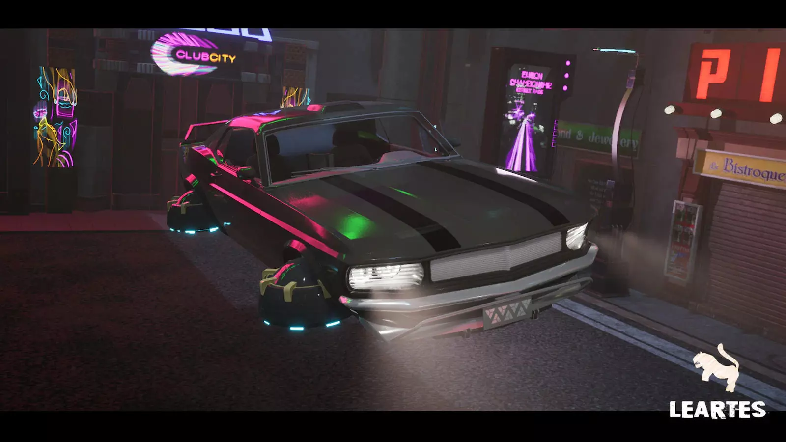 Driveable Animated Retro Cyberpunk Hover Car Game-Ready Low-poly 3D model_0