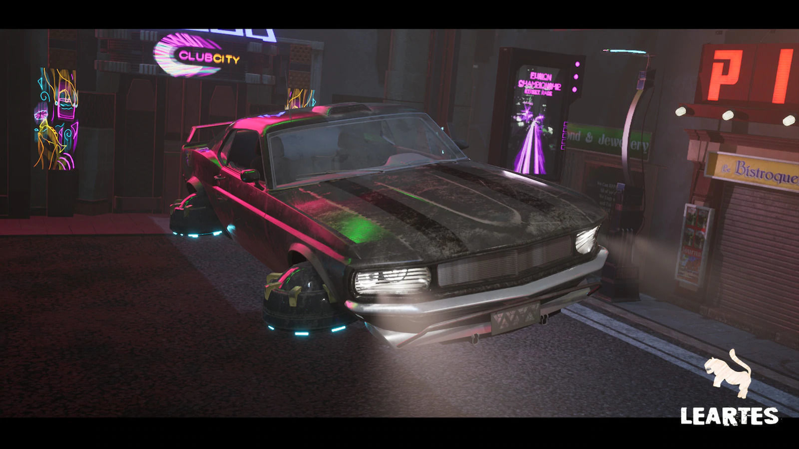 Driveable Animated Retro Cyberpunk Hover Car Game-Ready Low-poly 3D model_2