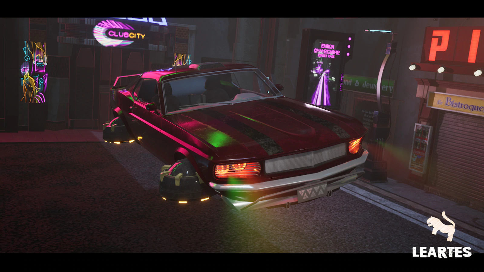 Driveable Animated Retro Cyberpunk Hover Car Game-Ready Low-poly 3D model_8