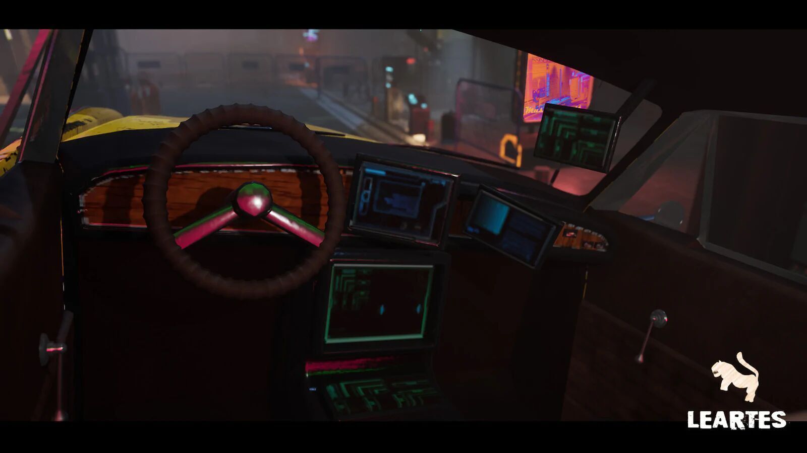 Driveable Animated Retro Cyberpunk Hover Taxi Game-Ready Low-poly 3D model_1