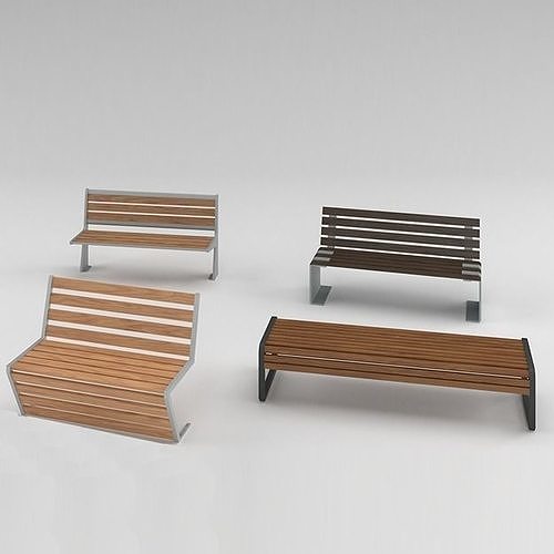 3D model bench 4 versions VR / AR / low-poly | CGTrader