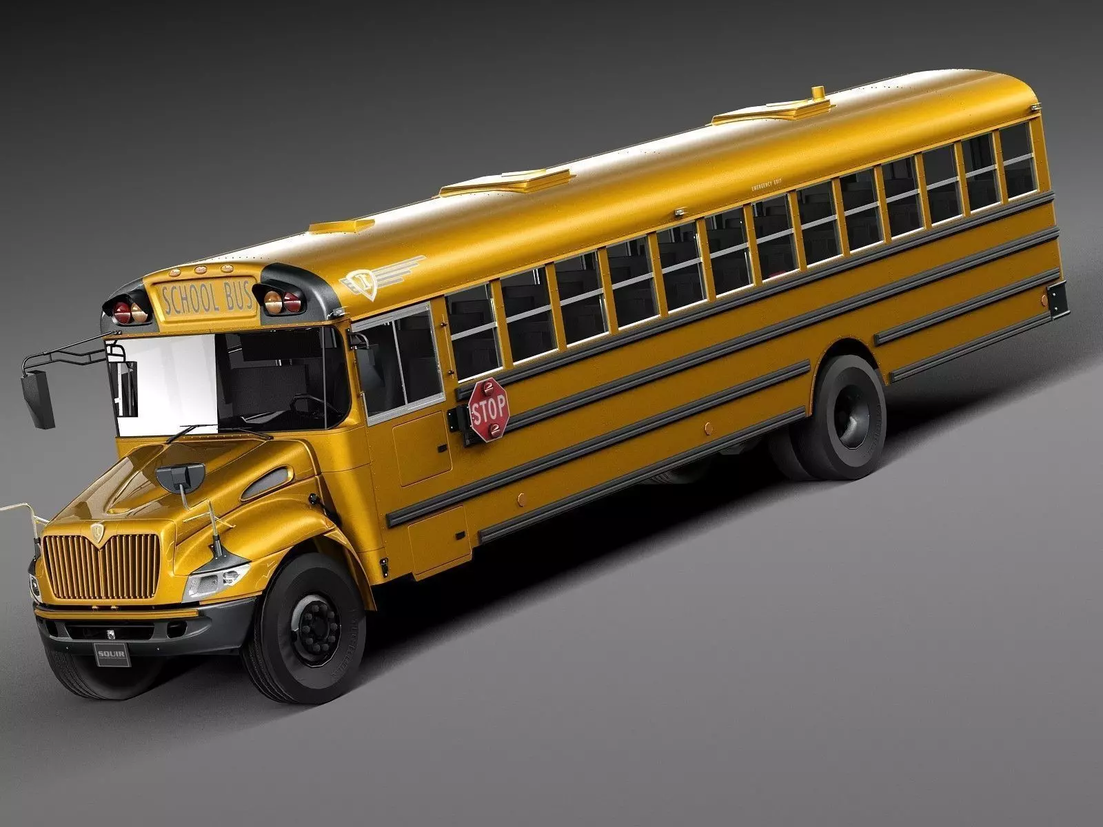 HQ LowPoly IC CE Series Schoolbus 2015 3D model_0