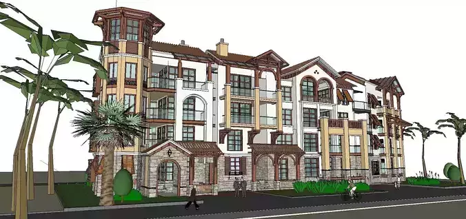 Nobility-History-Castle-Villa-057 apartment building with palm trees