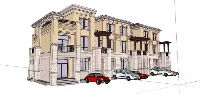 Nobility-History-Castle-Villa-058 apartment building with cars parked