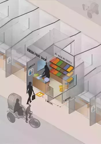 Roadside shop with new normal concept safety measures model 3D model