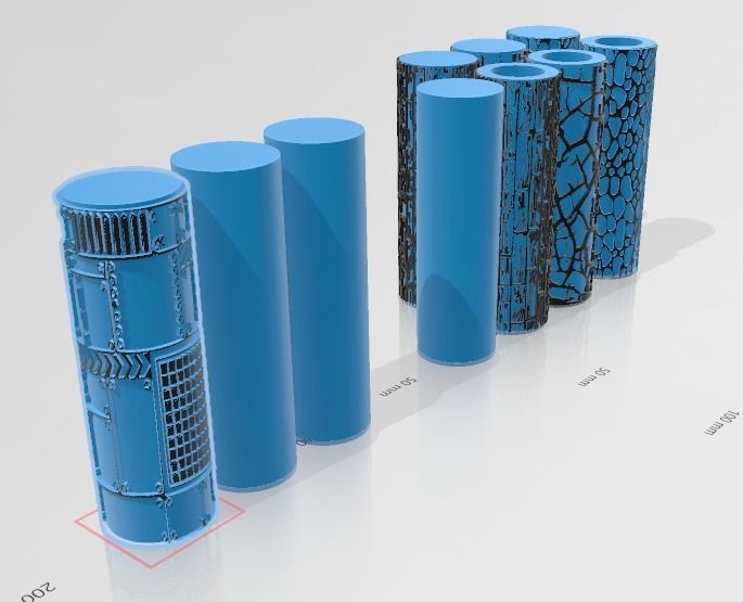 Textured Rolling Pin 100mm V1 coblestone  3D print model_3