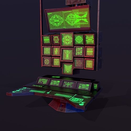 Sci-Fi Control Desk  Low-poly 3D model