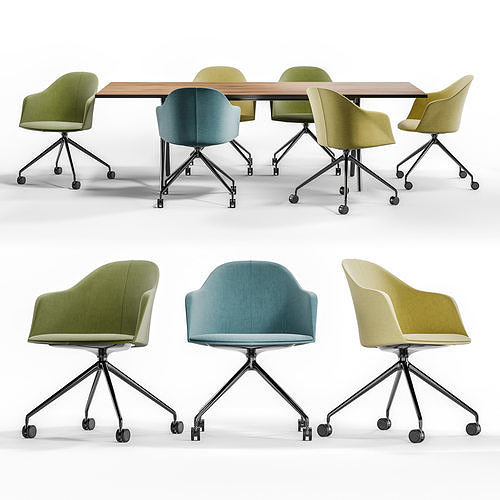 Arper CILA ARMCHAIR TRESTLE FIXED and MEETY Wood Table 3D model