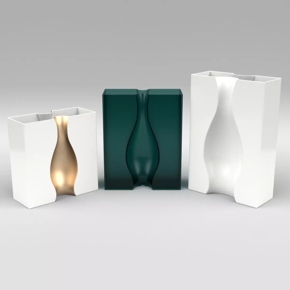 Illusion Vase Set 3D model_0