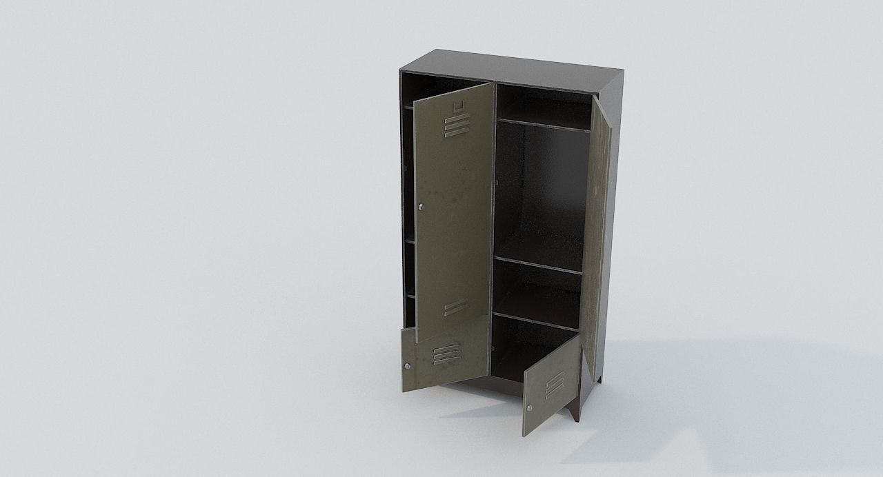 Locker metal Low-poly 3D model_6