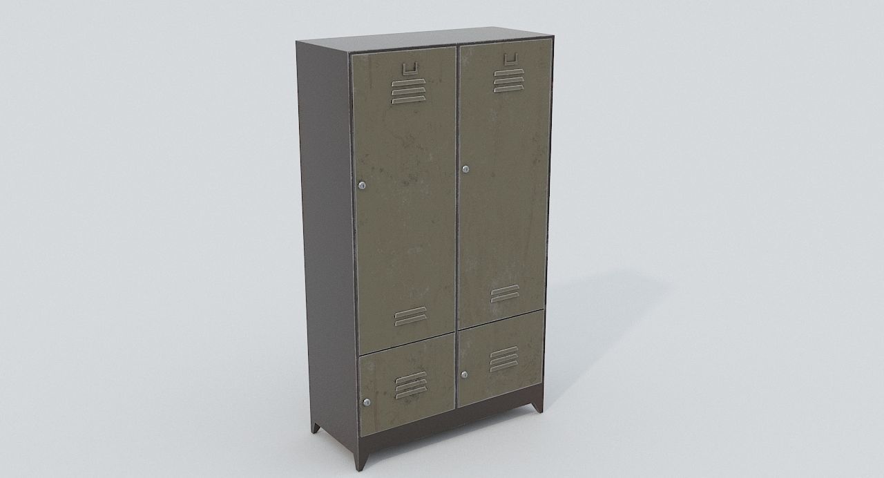 Locker metal Low-poly 3D model_4