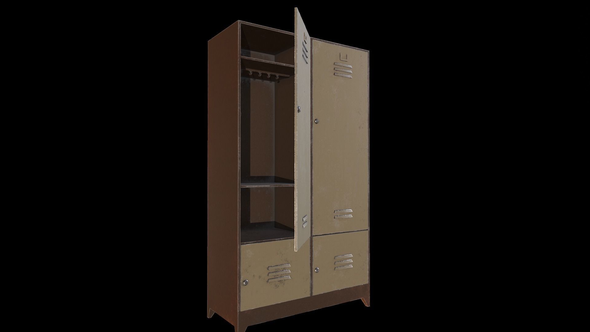 Locker metal Low-poly 3D model_2
