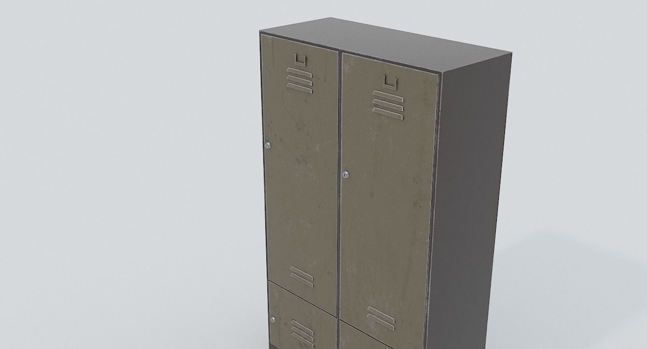 Locker metal Low-poly 3D model_5