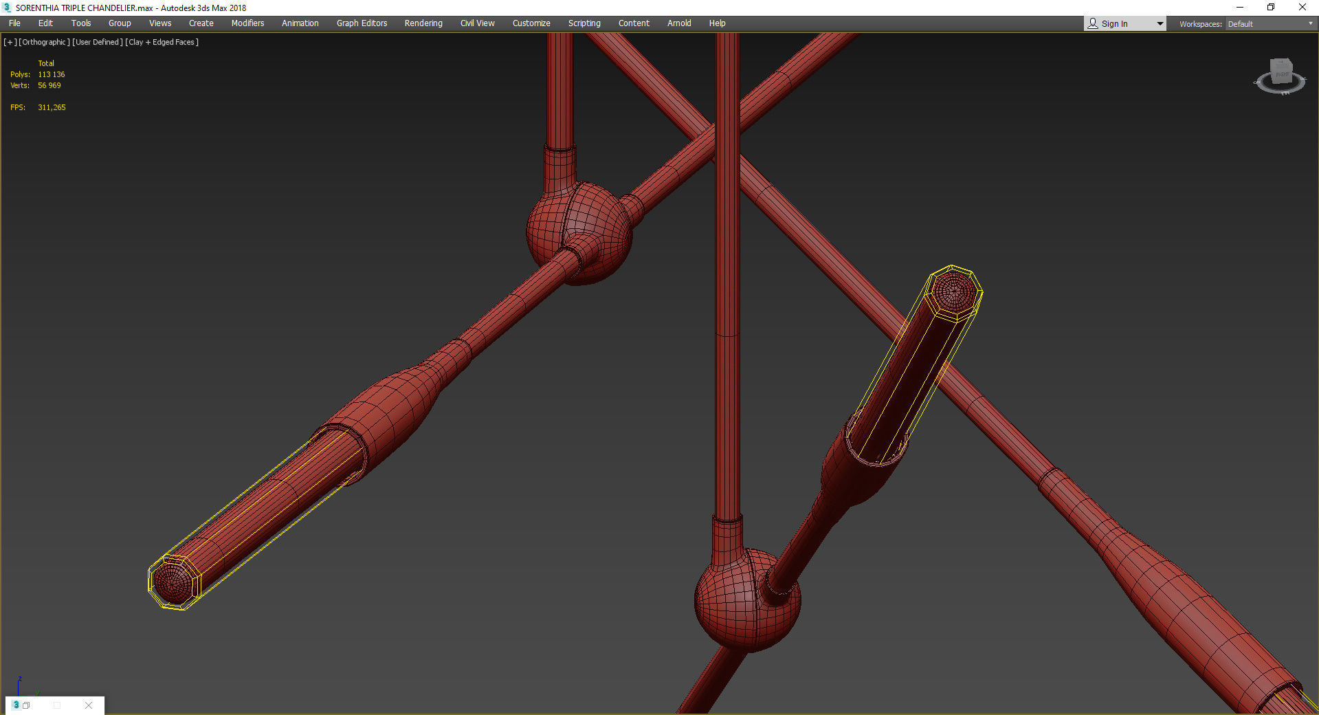 SORENTHIA TRIPLE CHANDELIER Low-poly 3D model_5