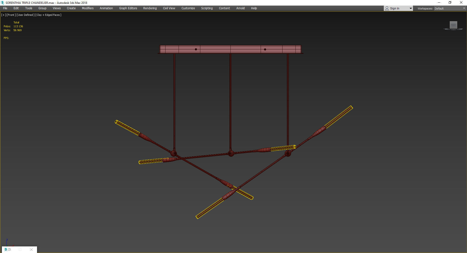 SORENTHIA TRIPLE CHANDELIER Low-poly 3D model_2