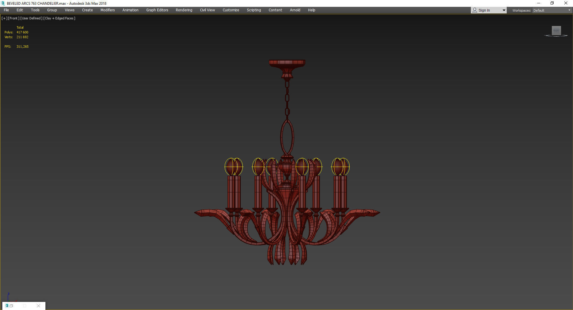 BEVELED ARCS 763 CHANDELIER Low-poly 3D model_2