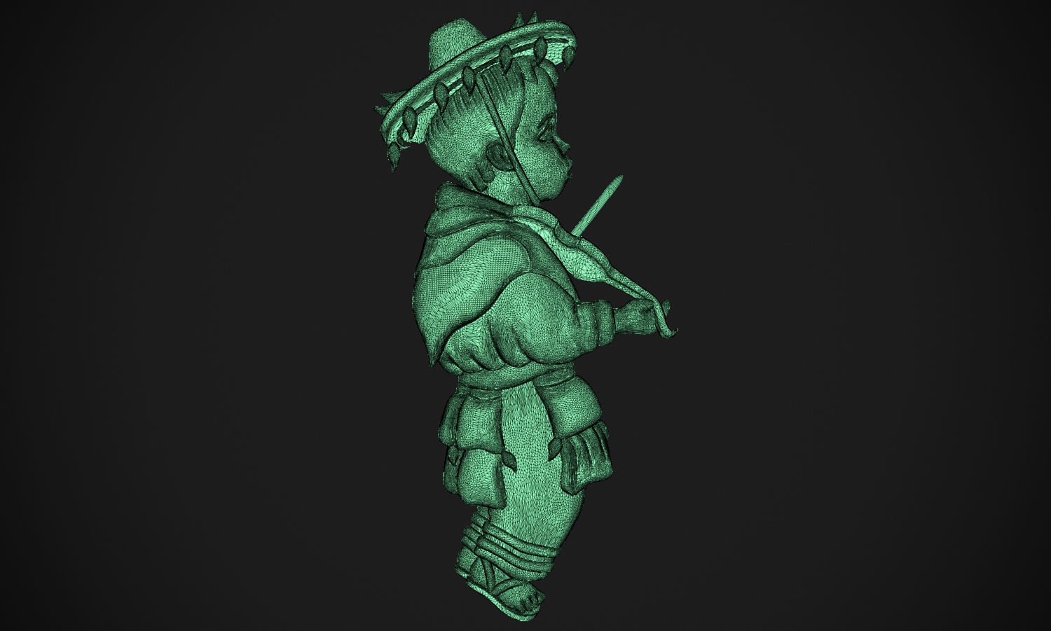 Mexican boy with violin 3D print model_11