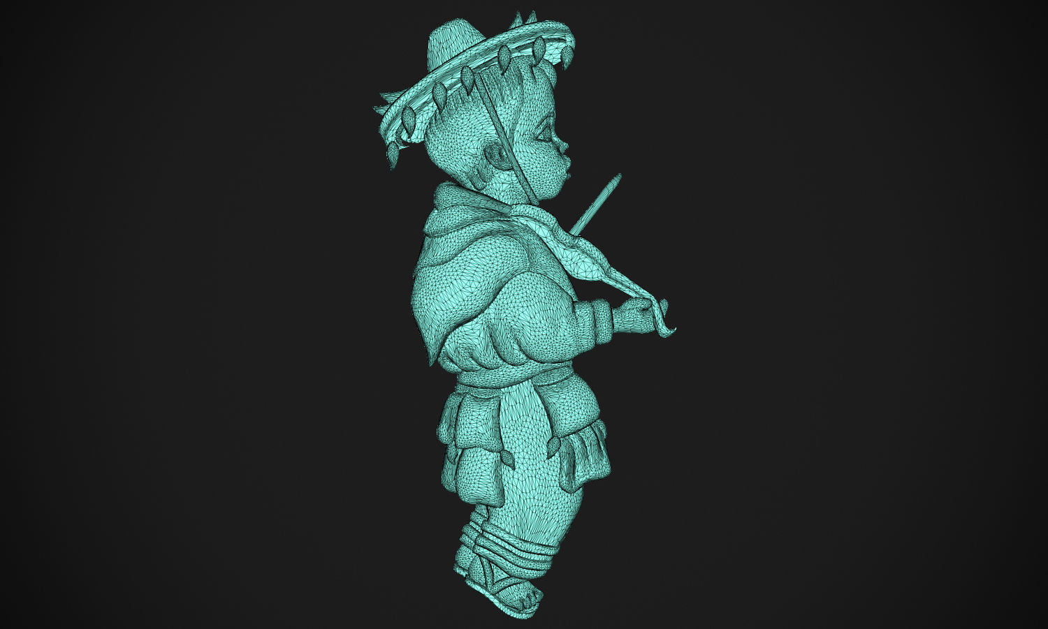 Mexican boy with violin 3D print model_12