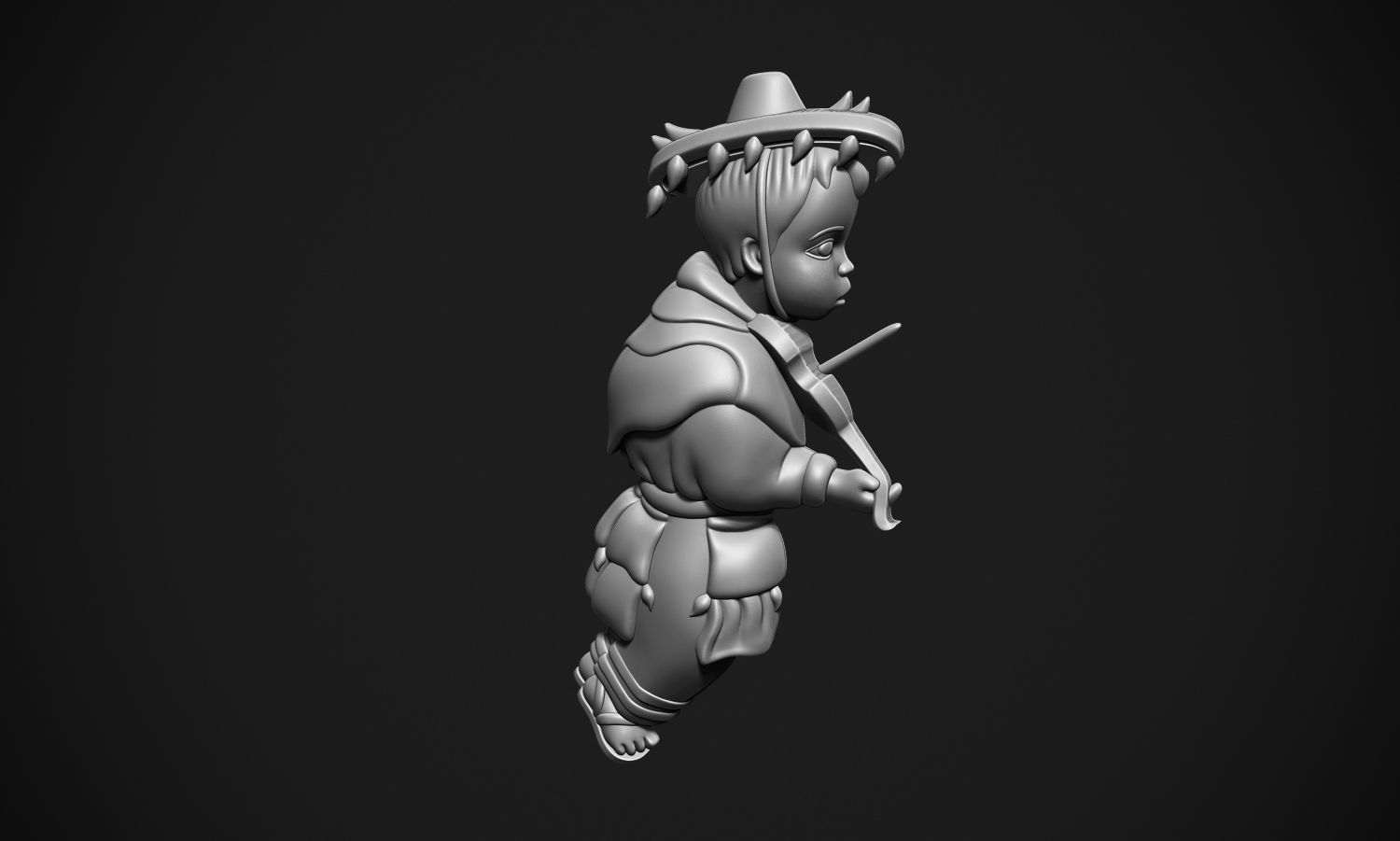 Mexican boy with violin 3D print model_3