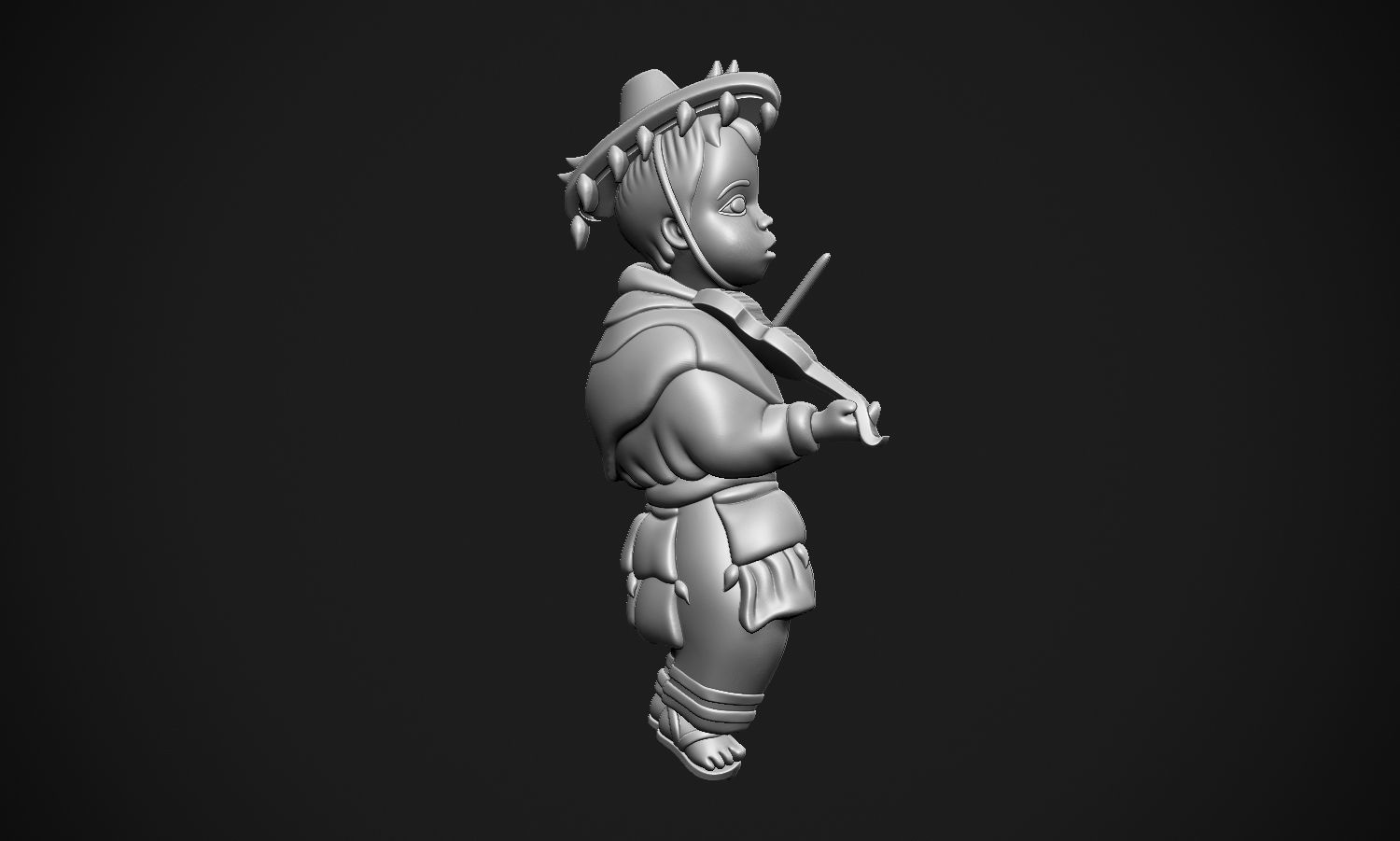 Mexican boy with violin 3D print model_27